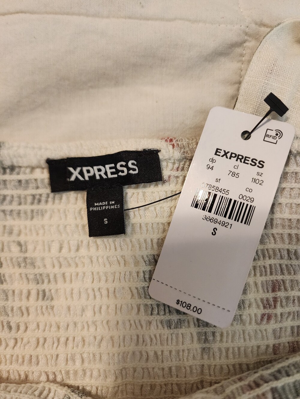 Express $108 NWT Floral Smocked Tiered Maxi Dress in Cream Small Cottagecore - Picture 9 of 10